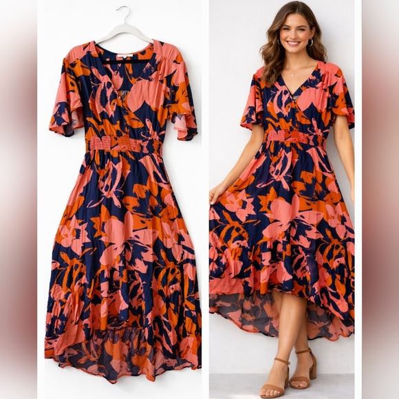 Abel The Label Dresses & Skirts - ABEL THE LABEL Floral Midi DRESS Anthropologie BEACHY TROPICAL Women's Size M
